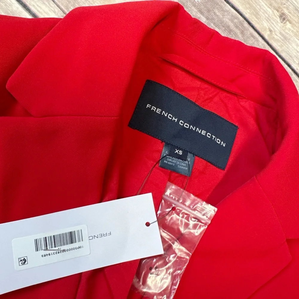French Connection Harry Suiting Cropped Blazer Scarlet Red Size XS